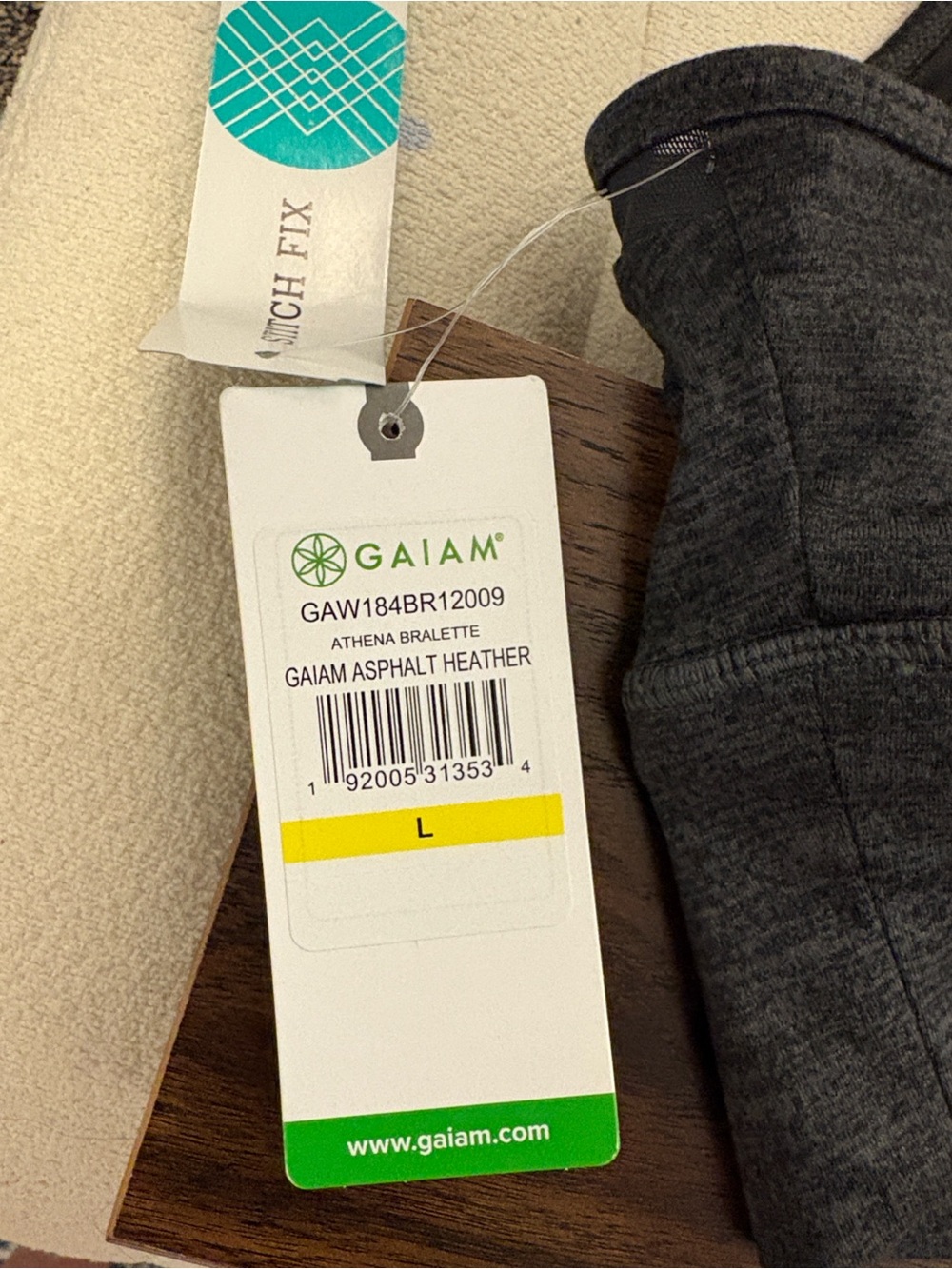 GAIAM Charcoal Heather Light Support Strappy Sports Bralette - Picture 6 of 6